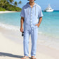 🌴Vacation Mode, Everyday Comfort 👕Men's Casual Hooded Shirt & Pants Set