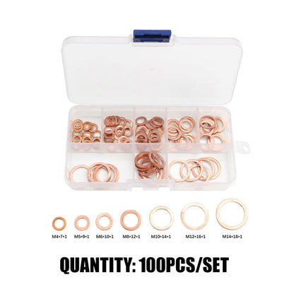 🎉 2026 Sale — Over 13,000 Sold!🔩 100/200 Pcs Copper Flat Washer Assortment Kit‑Seal Gaskets with Storage Case 📀