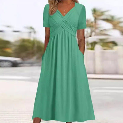 ⏳Time-Limited Special⏰Women’s V-Neck Short Sleeve Long Dresses