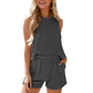 Striped Sleeveless Vest & Shorts Two-Piece Set