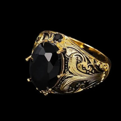 ⏳Limited-time 50% off💥Vintage Engraved Black Simulated Gemstone Ring