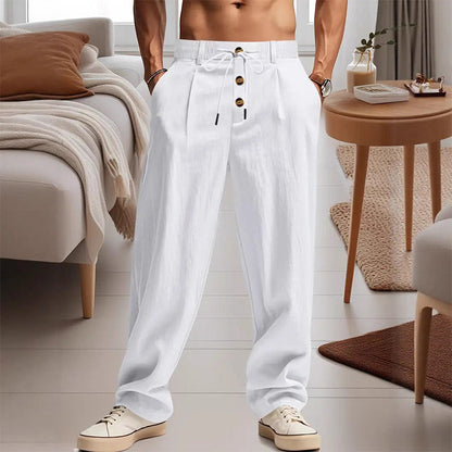 👖 LIMITED-TIME 50% OFF! ✨ Men's Casual Drawstring Pants – Breathable Linen, Loose Fit & Decorative Buttons for Everyday 🍂