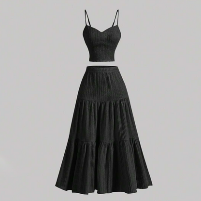 📢📢50% OFF !!!⏰High Waist A-Line Skirt and Cami Top Set