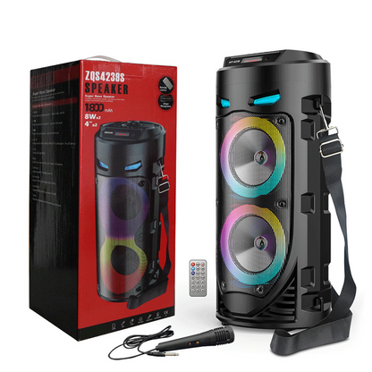 🥳2026 HOT SALE🥳💞🔊 50% OFF! Portable Bluetooth Speaker with Mic – 16W loud sound, RGB lights & wired microphone.