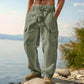 👖 50% OFF NOW! 🌿 Men's Cotton Linen Cargo Pants – Breathable, Relaxed Wide-Leg & Multi-Pocket – Drawstring Waist for Easy Fit ☀️