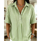 👚 50% OFF NOW!🌿 Women's Casual Striped Short-Sleeve Shirt – Relaxed Fit & V-Neck – Summer Essential 🛍️