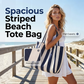👜 LIMITED-TIME 50% OFF! ✨ Vertical Stripe Canvas Tote – Spacious, Durable, Perfect for Beach & Shopping 🏖️