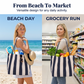 👜 LIMITED-TIME 50% OFF! ✨ Vertical Stripe Canvas Tote – Spacious, Durable, Perfect for Beach & Shopping 🏖️