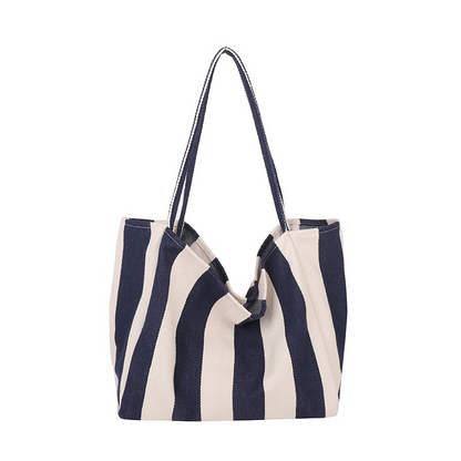 👜 LIMITED-TIME 50% OFF! ✨ Vertical Stripe Canvas Tote – Spacious, Durable, Perfect for Beach & Shopping 🏖️