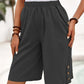 👖  Women's Elastic Waist Capri Trousers – Knee-Length, Button Accents, Comfort 🌿