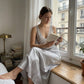 🌙 LIMITED-TIME 50% OFF! ✨ Elegant V-Neck Slip Nightdress – Silky, Flowing, Romantic 💤