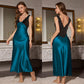🌙 LIMITED-TIME 50% OFF! ✨ Elegant V-Neck Slip Nightdress – Silky, Flowing, Romantic 💤