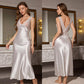 🌙 LIMITED-TIME 50% OFF! ✨ Elegant V-Neck Slip Nightdress – Silky, Flowing, Romantic 💤