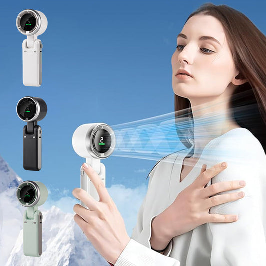 🥳2026 HOT SALE🥳💞50K+ SOLD!🌬️🔋 50% OFF! 3‑in‑1 Turbo Hand Fan – 5 speeds, 24H battery, digital display. 180° foldable. Perfect for Dad! 🎁✨