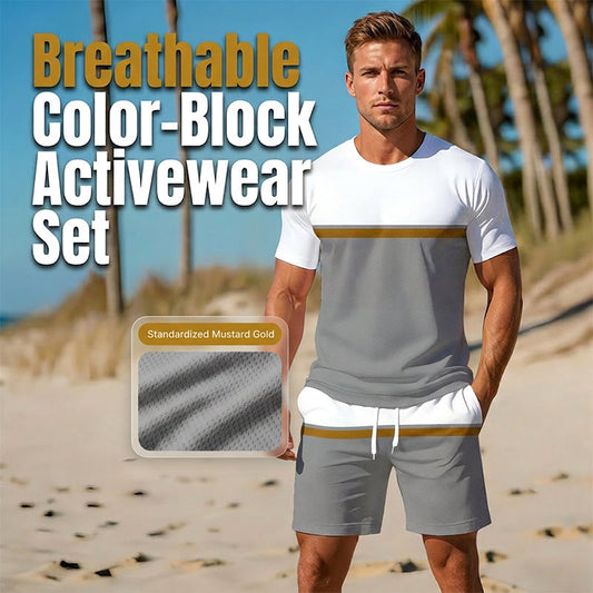 ⏳Limited-time 50% off⏰Men's Summer Color-Block Sportswear Set