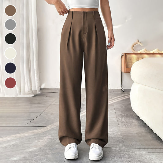📢📢50% OFF !! ⏰ Women's High Waist Wide-Leg Pants – Belt Loops, Hidden Zipper, Flowing Fit 🌟