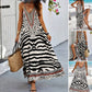 Zebra Leopard Print Slip Maxi Dress
