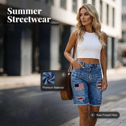 Summer Street Style Frayed Hem Jean Shorts
