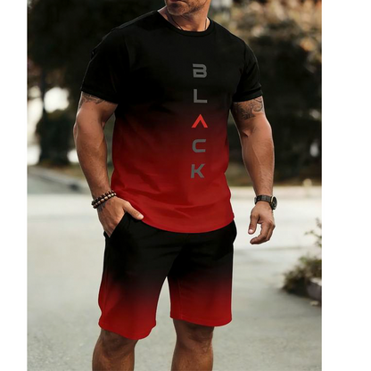 Men's Gradient T-Shirt and Shorts Set