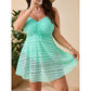 👙 LIMITED-TIME 50% OFF! 💥 Plus Size Slimming Mesh One Piece Swimsuit – Ruched V-Neck, Flowy Skirt, Full Coverage ✨