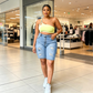 Women's Plus Size Distressed Denim Shorts