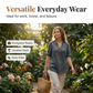 👚 LIMITED-TIME 50% OFF! 💥 Women's Casual Loose Fit V-Neck Blouse – Roll-Up Sleeves, High-Low Hem, Side Buttons ✨