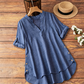 👚 LIMITED-TIME 50% OFF! 💥 Women's Casual Loose Fit V-Neck Blouse – Roll-Up Sleeves, High-Low Hem, Side Buttons ✨