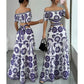 📢📢40% OFF !! ⏰Women’s Off-the-Shoulder Waist Cutout Daisy Printed Resort Dress