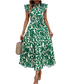 📢📢40% OFF !! ⏰Women’s Summer Ruffled Flutter Sleeve Tie Waist Floral Midi Dress