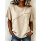 👚 LIMITED-TIME 50% OFF! 💥 Women's Summer Top with Raw Edge Paneling – Round Neck, Relaxed Fit, Edgy ✨