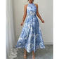 Women's Halter Neck Sleeveless Printed Dress