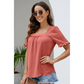 Women's Square Neck Ruffle Short Sleeve Top
