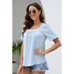 Women's Square Neck Ruffle Short Sleeve Top