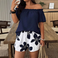 Women's Off Shoulder Top and Floral Shorts Set