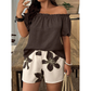 Women's Off Shoulder Top and Floral Shorts Set