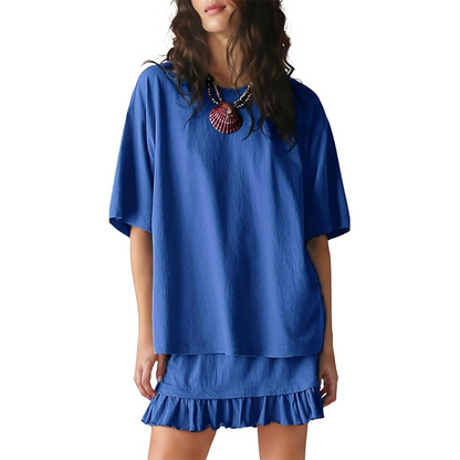 Women's Oversized T-Shirt & Ruffle Skirt 2-Piece Set