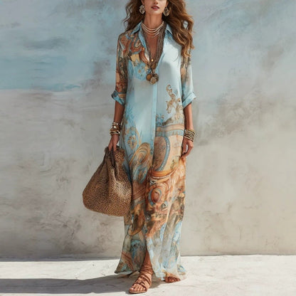 ⏳Limited-time 50% off⏰Women's Elegant Retro Print Maxi Dress👔👗