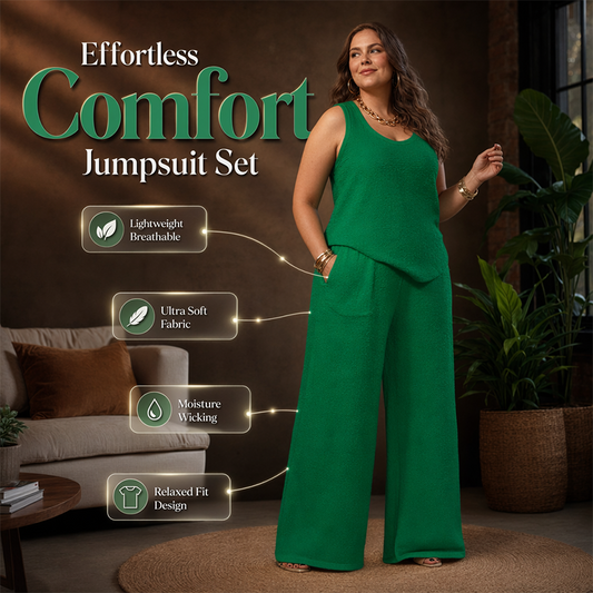 👗 LIMITED-TIME 50% OFF! ✨ Women's Plus Size Textured Tank & Relaxed Fit Pants Set – U-Neck, Pockets, Wide Leg 🌿