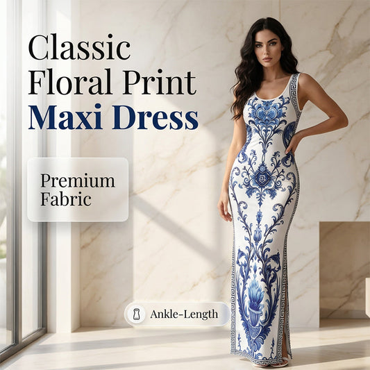 📢📢Women's Classic Floral Print Maxi Dress