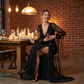 Women's Elegant V-Neck Lace Evening Dress