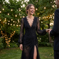 Women's Elegant V-Neck Lace Evening Dress