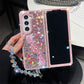 Special Offer: Sparkling Goldfish Glitter Case for Samsung Z Fold | Luxury Rhinestone Folding Phone Cover with Wrist Strap | Shockproof Acrylic Hard Case