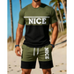 Men's Color-Block Tee and Shorts Set