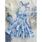 👗🌸 LIMITED TIME 50% OFF! ✨ Women's Halter Tie-Neck Printed Mini Dress – Lace-Up Front, Smocked Back & Tiered Ruffle Skirt 💃