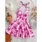 👗🌸 LIMITED TIME 50% OFF! ✨ Women's Halter Tie-Neck Printed Mini Dress – Lace-Up Front, Smocked Back & Tiered Ruffle Skirt 💃