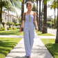Women's Summer Bandeau Stripe Jumpsuit