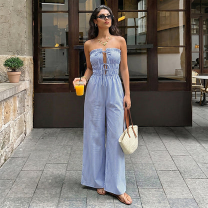 Women's Summer Bandeau Stripe Jumpsuit