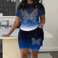 Women's Casual Butterfly Print Top and Shorts Set