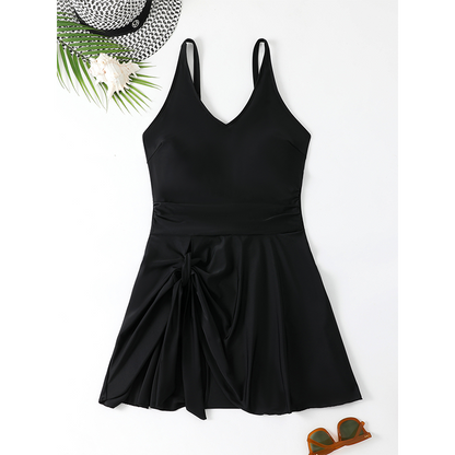 🥳SUMMER HOT SALE🎉1LAST DAY 50% OFF⌛️🩱Elegant Plus Size Solid Color Swim Dress – Premium Textured One-Piece for Beach & Pool