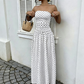 📢📢50% OFF !! 👗 WOMEN'S OFF-SHOULDER POLKA DOT DRESS — Flattering Ruched Waist & Flowing A-Line Evening Wear ✨